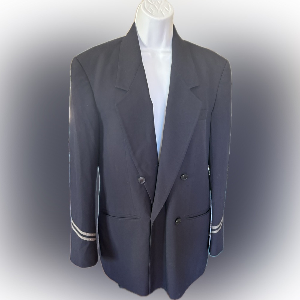 United by Brookhurst Flight Attendant Blue Blazer Jacket Vintage Size 8